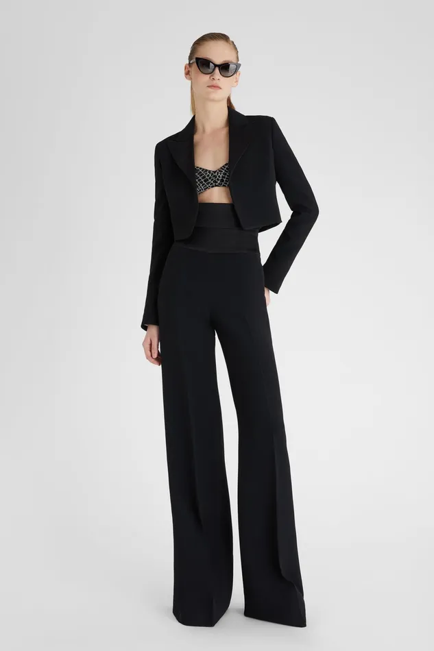 Women Blazers Ermanno Scervino Designer Cropped Interlock Jacket 8211 Ermanno Scervino Black