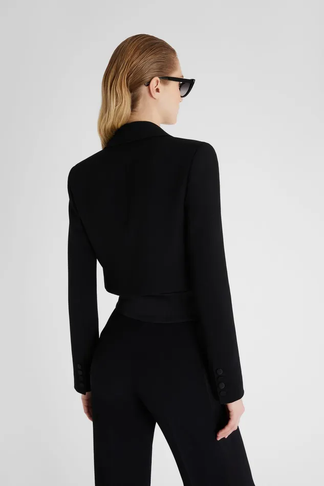 Women Blazers Ermanno Scervino Designer Cropped Interlock Jacket 8211 Ermanno Scervino Black