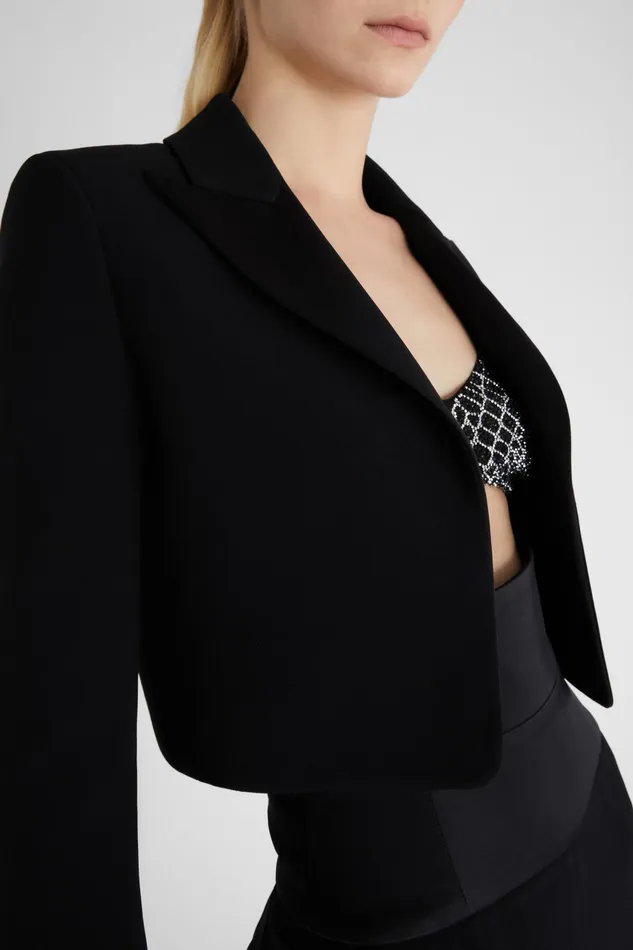 Women Blazers Ermanno Scervino Designer Cropped Interlock Jacket 8211 Ermanno Scervino Black
