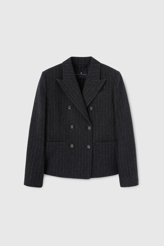 Women Blazers Ermanno Scervino Designer Pinstriped Wool Doublebreasted Jacket 8211 Ermanno Scervino Women Blazers Ermanno Scervino Designer Pinstriped Wool Doublebreasted Jacket 8211 Ermanno Scervino
