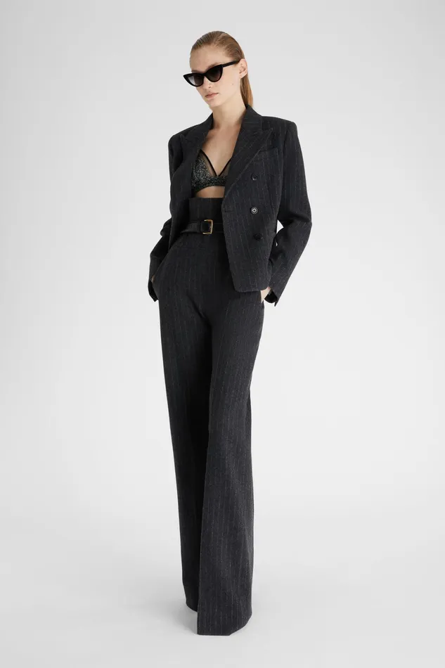 Women Blazers Ermanno Scervino Designer Pinstriped Wool Doublebreasted Jacket 8211 Ermanno Scervino