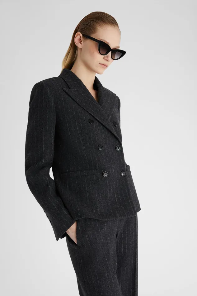 Women Blazers Ermanno Scervino Designer Pinstriped Wool Doublebreasted Jacket 8211 Ermanno Scervino