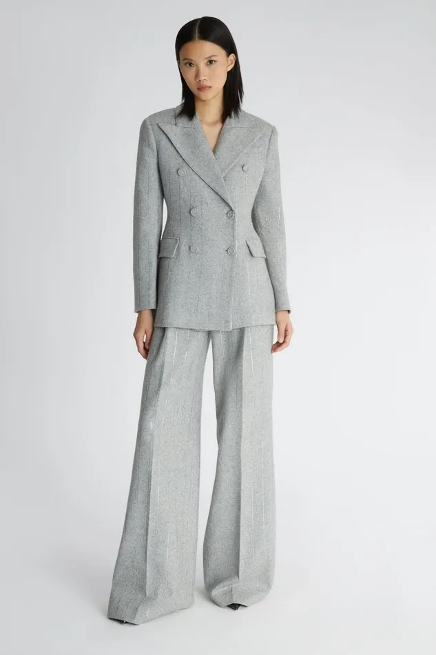 Women Blazers Ermanno Scervino Wool Double Breasted Grey Jacket With Patterns 8211 Ermanno Scervino Grey