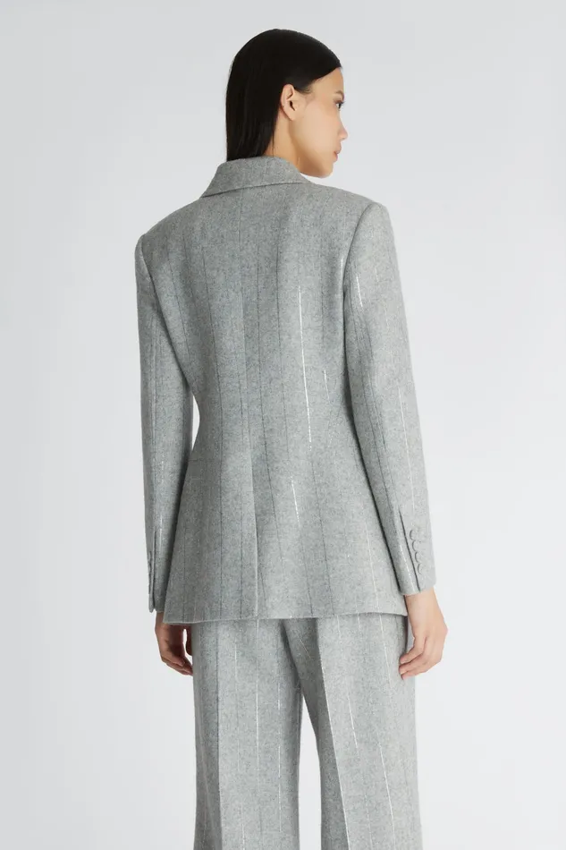 Women Blazers Ermanno Scervino Wool Double Breasted Grey Jacket With Patterns 8211 Ermanno Scervino Grey