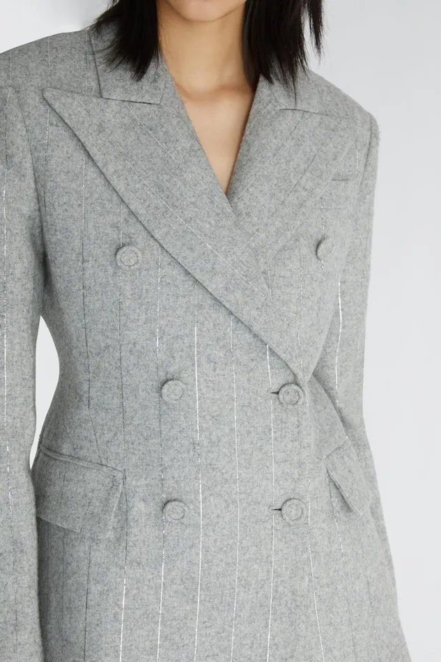 Women Blazers Ermanno Scervino Wool Double Breasted Grey Jacket With Patterns 8211 Ermanno Scervino Grey