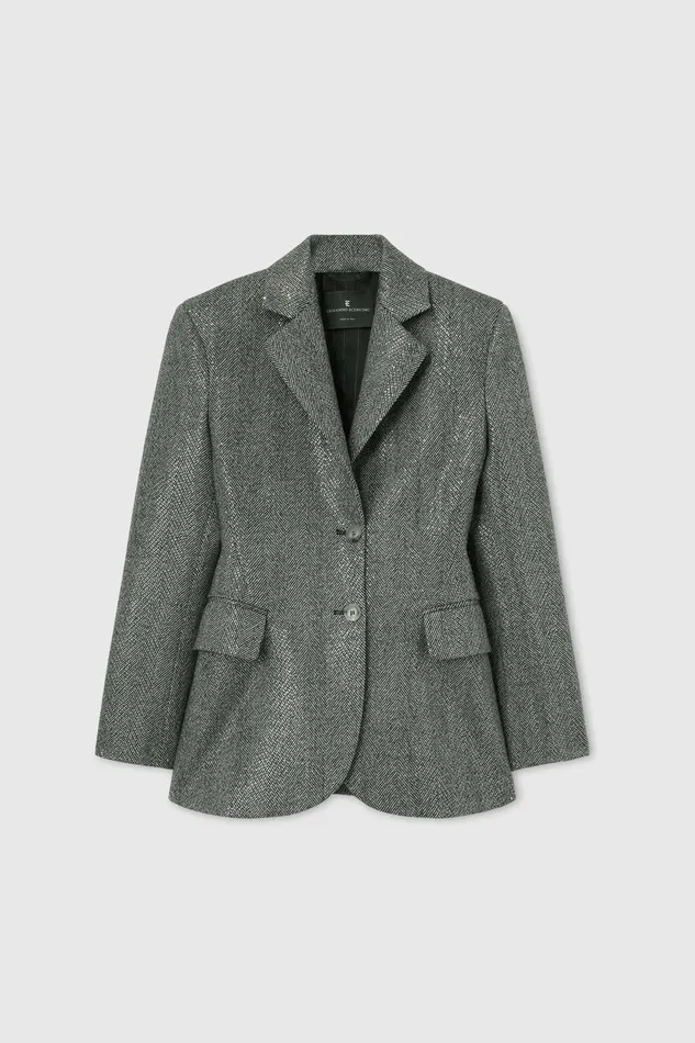 Women Blazers Ermanno Scervino Wool Double Breasted Jacket With Patterns 8211 Ermanno Scervino Greyblack