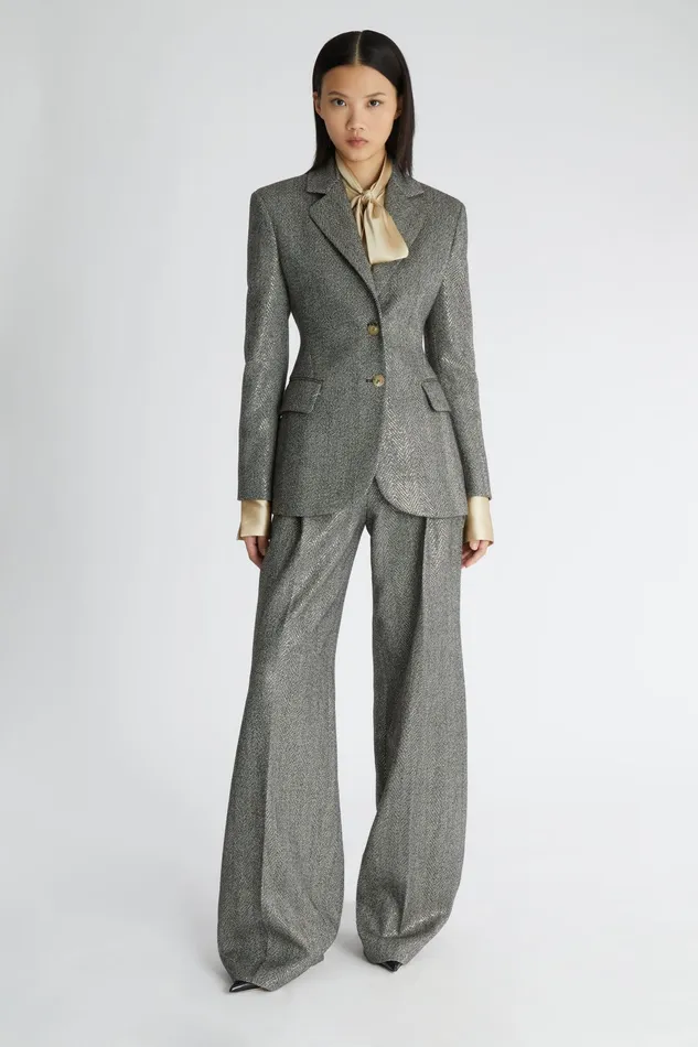 Women Blazers Ermanno Scervino Wool Double Breasted Jacket With Patterns 8211 Ermanno Scervino Greyblack