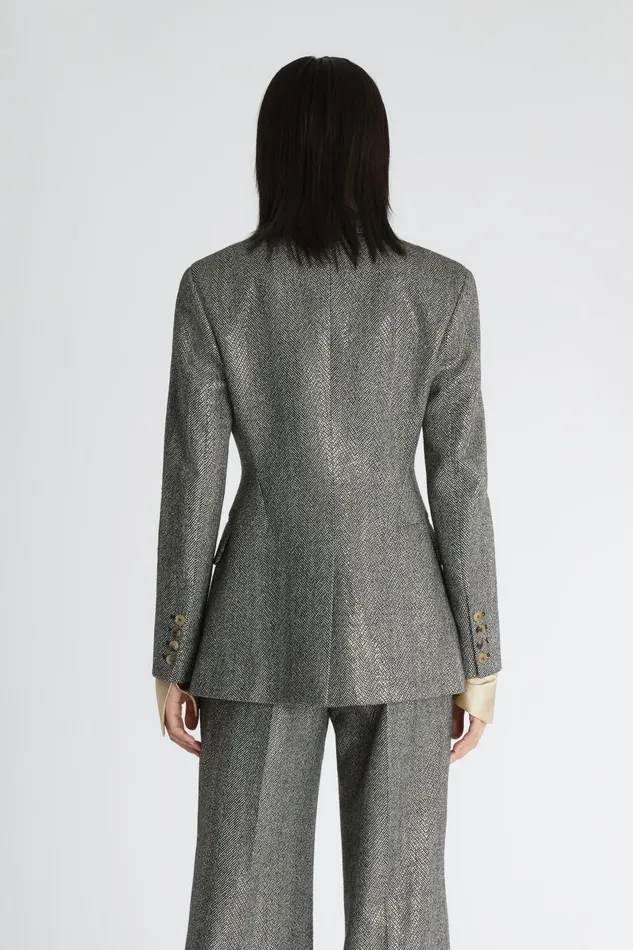 Women Blazers Ermanno Scervino Wool Double Breasted Jacket With Patterns 8211 Ermanno Scervino Greyblack