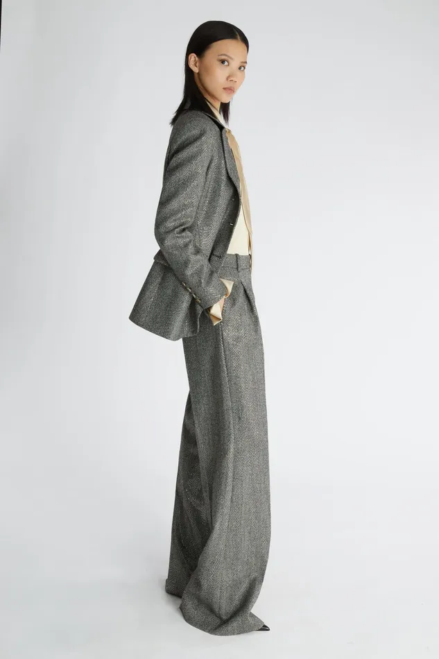Women Blazers Ermanno Scervino Wool Double Breasted Jacket With Patterns 8211 Ermanno Scervino Greyblack