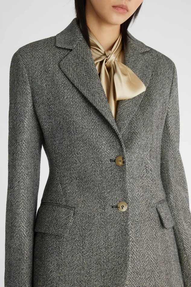 Women Blazers Ermanno Scervino Wool Double Breasted Jacket With Patterns 8211 Ermanno Scervino Greyblack