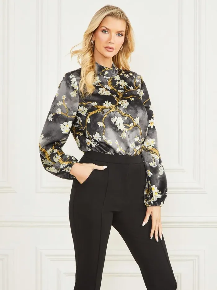 Women Blossom Blouse Blossom Black Cave Print Marciano Tops And Sweaters
