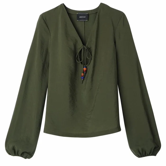 Women Blouse Khaki Longchamp Tops and Blouses