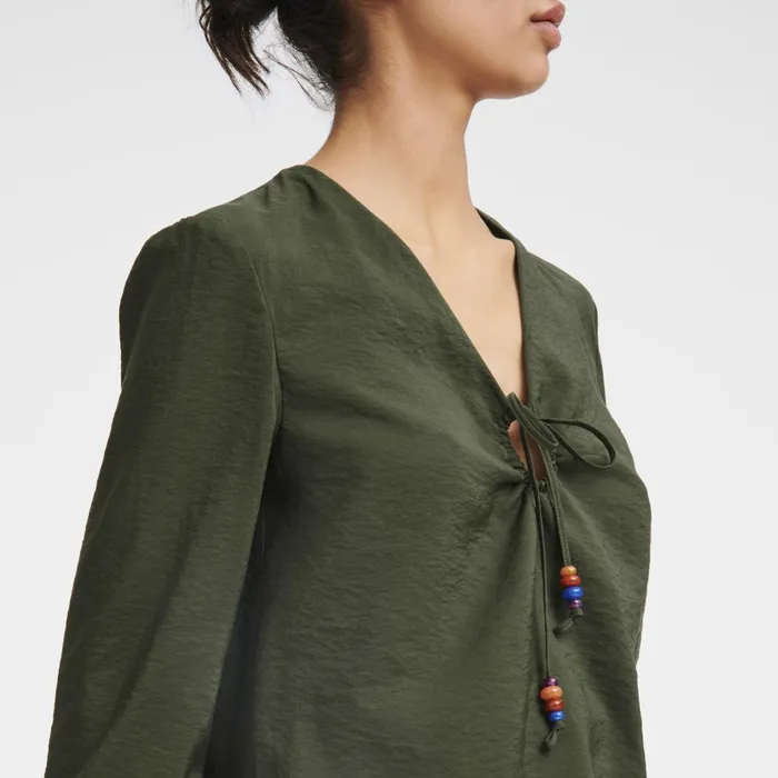 Women Blouse Khaki Longchamp Tops and Blouses