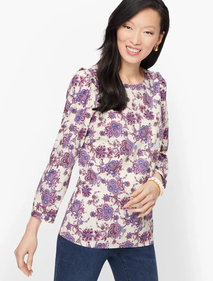Women Blouses Talbots Puff Sleeve Blouse Ivorymulti