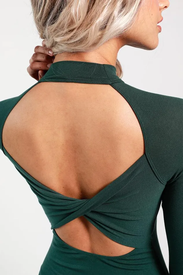 Women Bodysuits Cupshe Fabiola High Neck Cutout Back Bodysuit Green