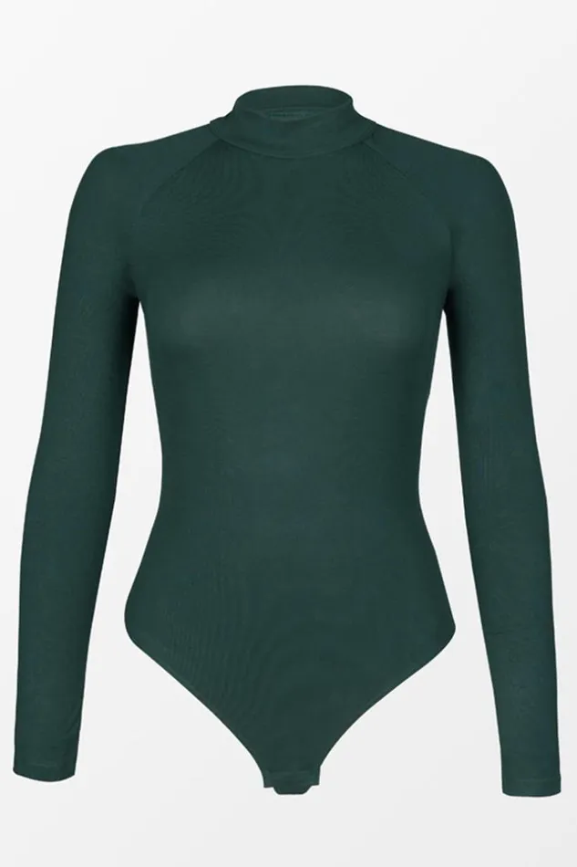 Women Bodysuits Cupshe Fabiola High Neck Cutout Back Bodysuit Green