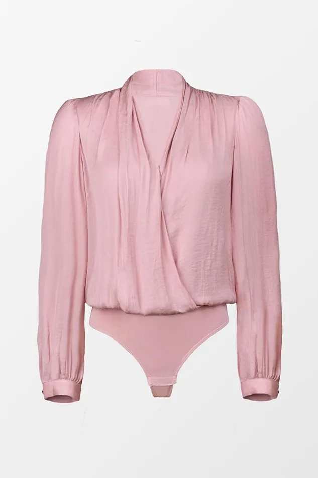 Women Bodysuits Cupshe Oakley Vneck Long Sleeve Bodysuit Pink