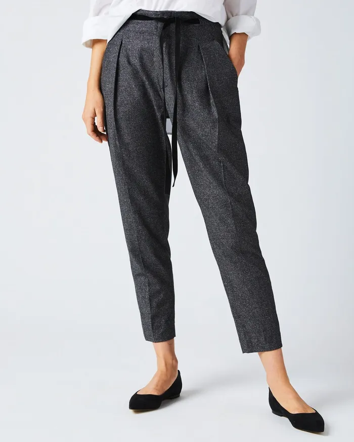 Women Bottoms Billy Reid Tapered Pleat Pant Charcoal