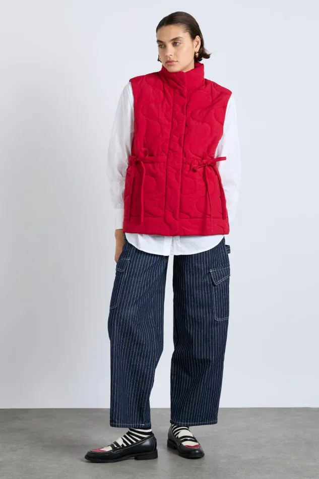 Women Bottoms Damson Madder Cargo Jeans 8211 Navy Pinstripe