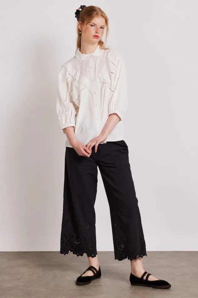 Women Bottoms Damson Madder Lana Trousers 8211 Black Broderie