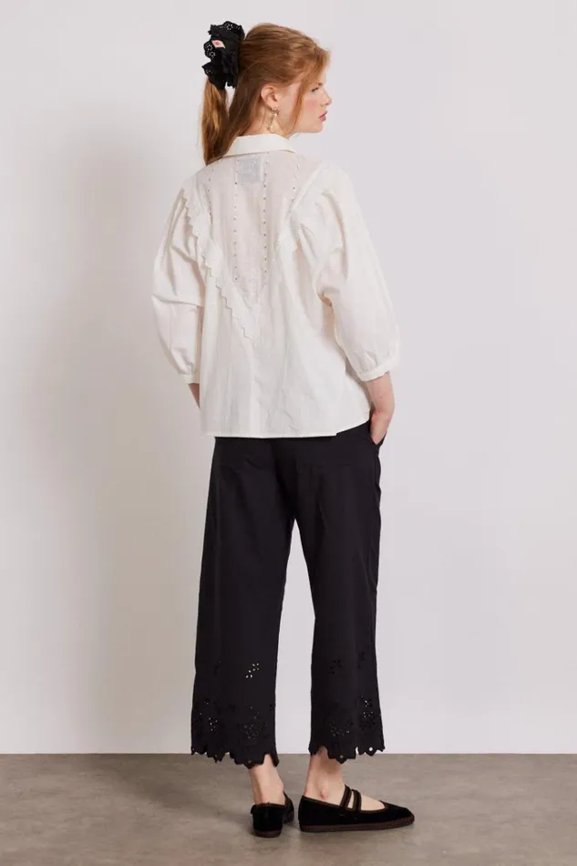 Women Bottoms Damson Madder Lana Trousers 8211 Black Broderie