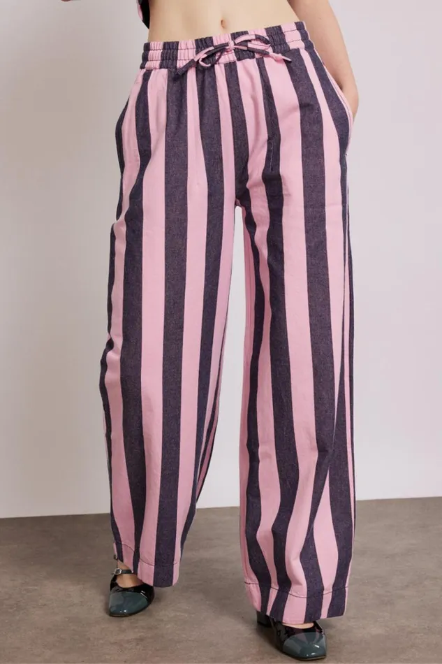 Women Bottoms Damson Madder Rafe Pants 8211 Pink Navy Stripe