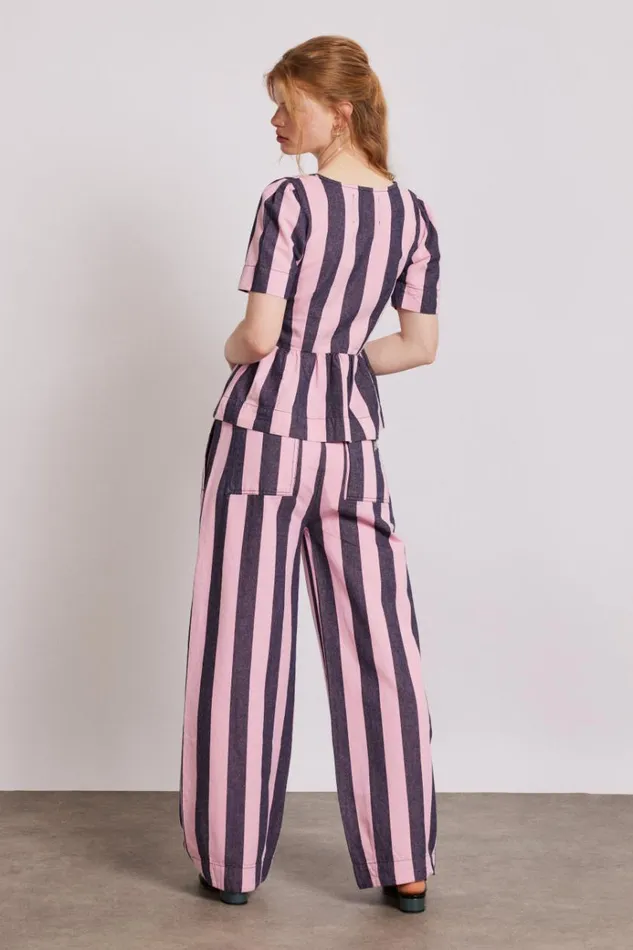 Women Bottoms Damson Madder Rafe Pants 8211 Pink Navy Stripe