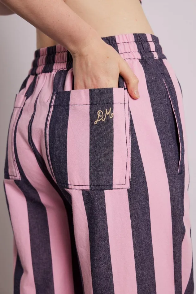 Women Bottoms Damson Madder Rafe Pants 8211 Pink Navy Stripe
