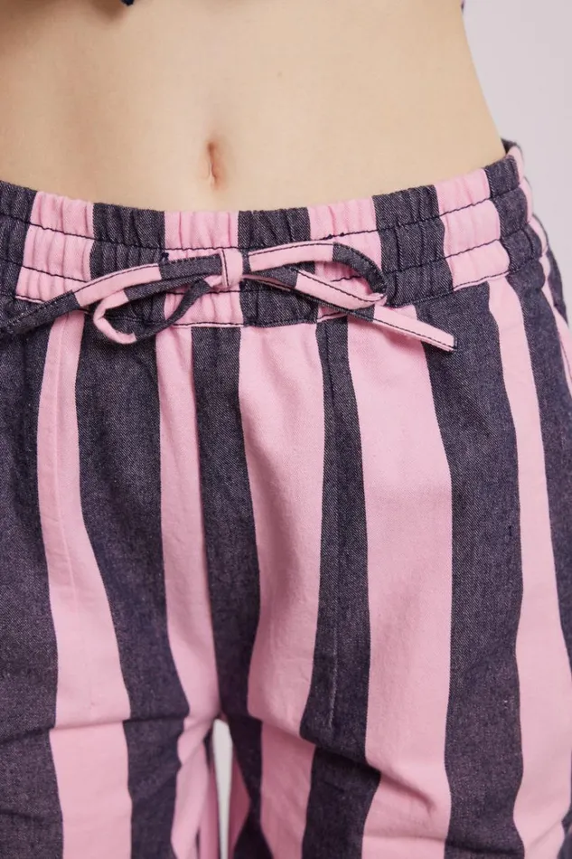 Women Bottoms Damson Madder Rafe Pants 8211 Pink Navy Stripe