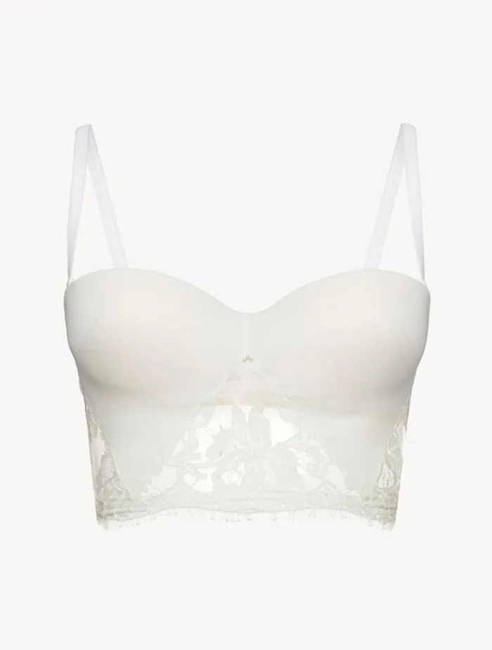 Women Bras La Perla Bandeau Bra In Off White With Cotton Leavers Lace