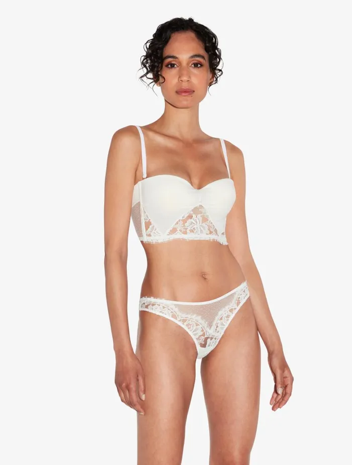 Women Bras La Perla Bandeau Bra In Off White With Cotton Leavers Lace