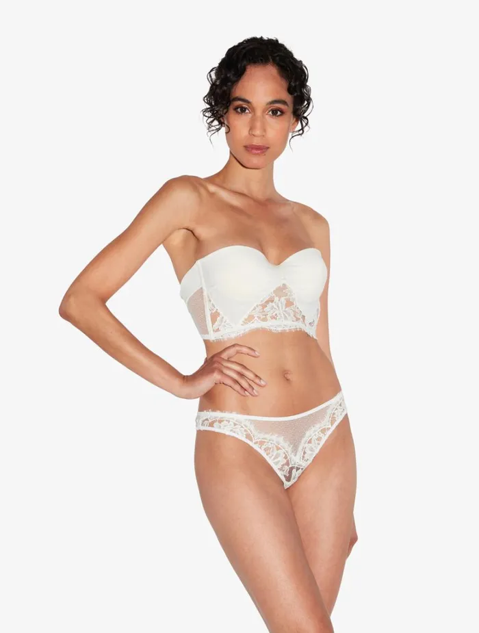 Women Bras La Perla Bandeau Bra In Off White With Cotton Leavers Lace