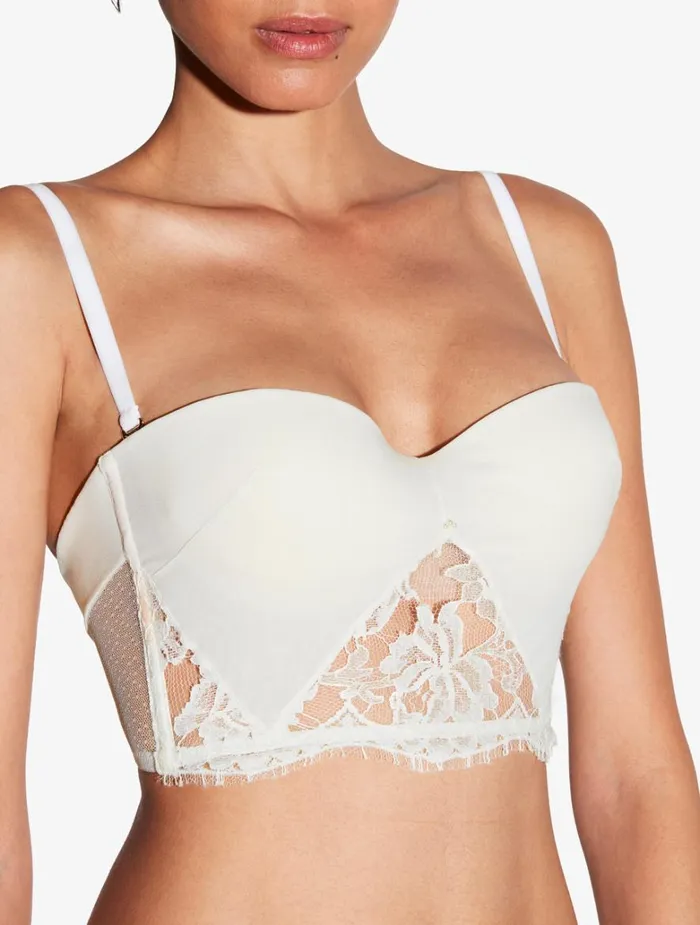 Women Bras La Perla Bandeau Bra In Off White With Cotton Leavers Lace