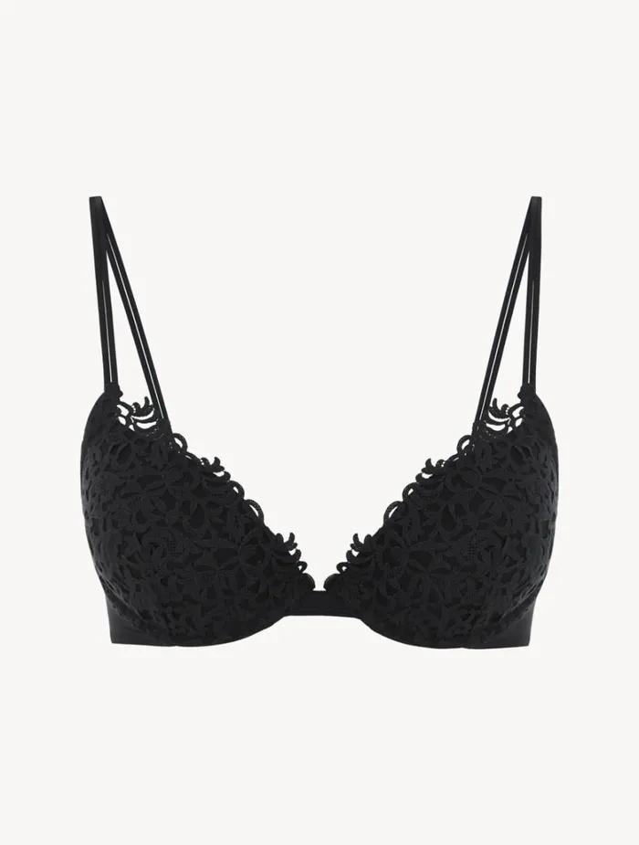 Women Bras La Perla Black Pushup Bra With Macram