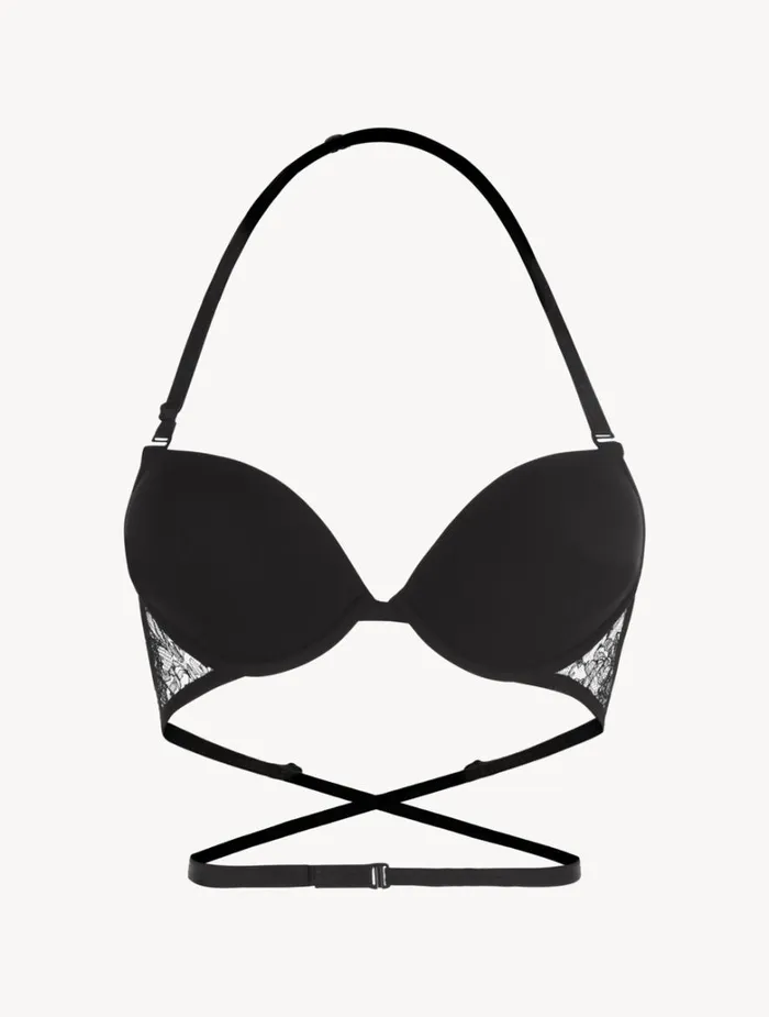 Women Bras La Perla Black Tshirt Multiway Bra With Chantilly Lace
