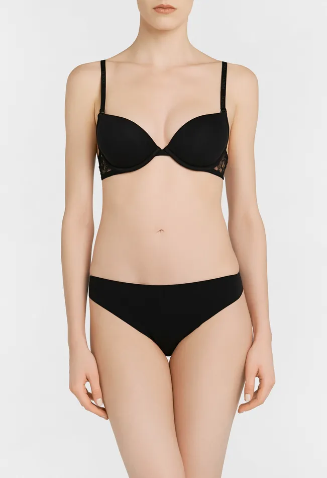 Women Bras La Perla Black Tshirt Multiway Bra With Chantilly Lace
