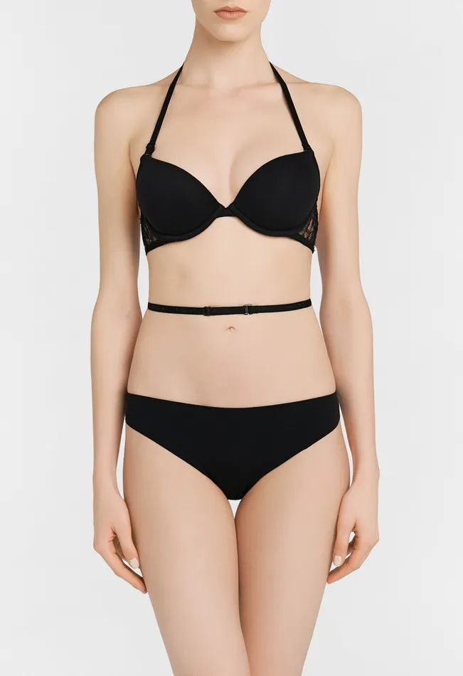 Women Bras La Perla Black Tshirt Multiway Bra With Chantilly Lace