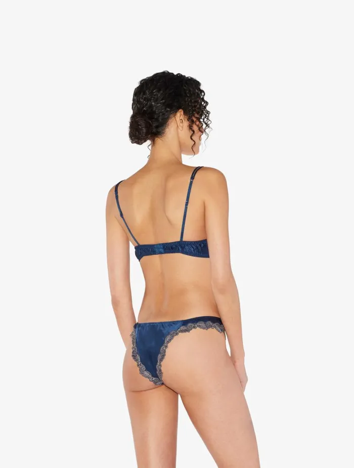 Women Bras La Perla Blue Silk Triangle Bra With Frastaglio