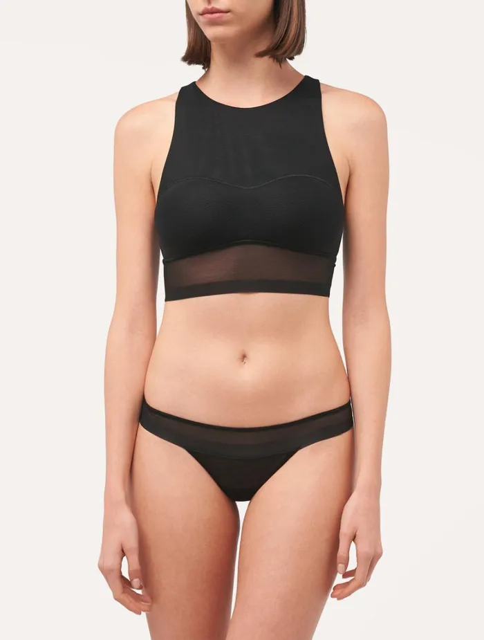 Women Bras La Perla Crop Top In Black Stretch Tulle