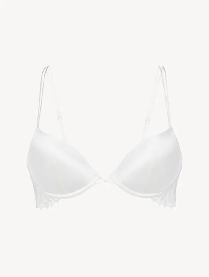 Women Bras La Perla Offwhite Padded Pushup Bra With Leavers Lace Trim