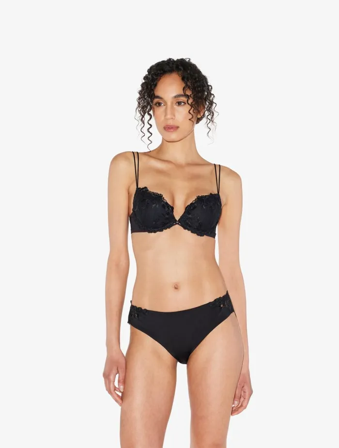 Women Bras La Perla Pushup Bra In Black Lycra With Embroidered Tulle