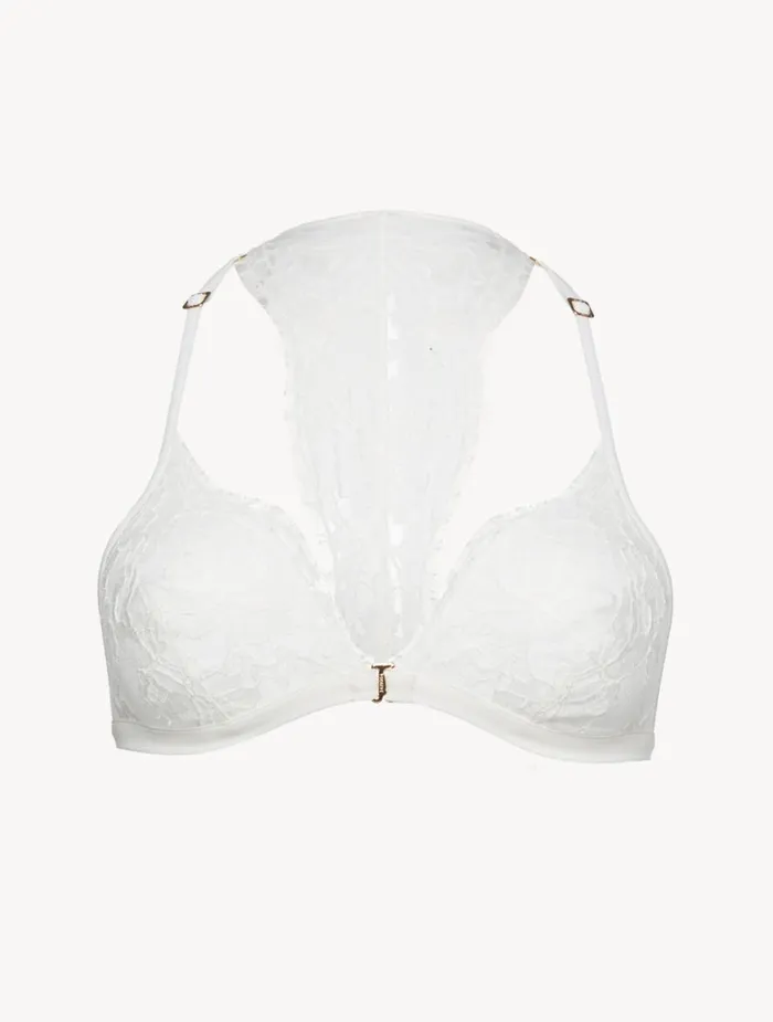 Women Bras La Perla Soft Triangle Bra In Off White With Cotton Leavers Lace