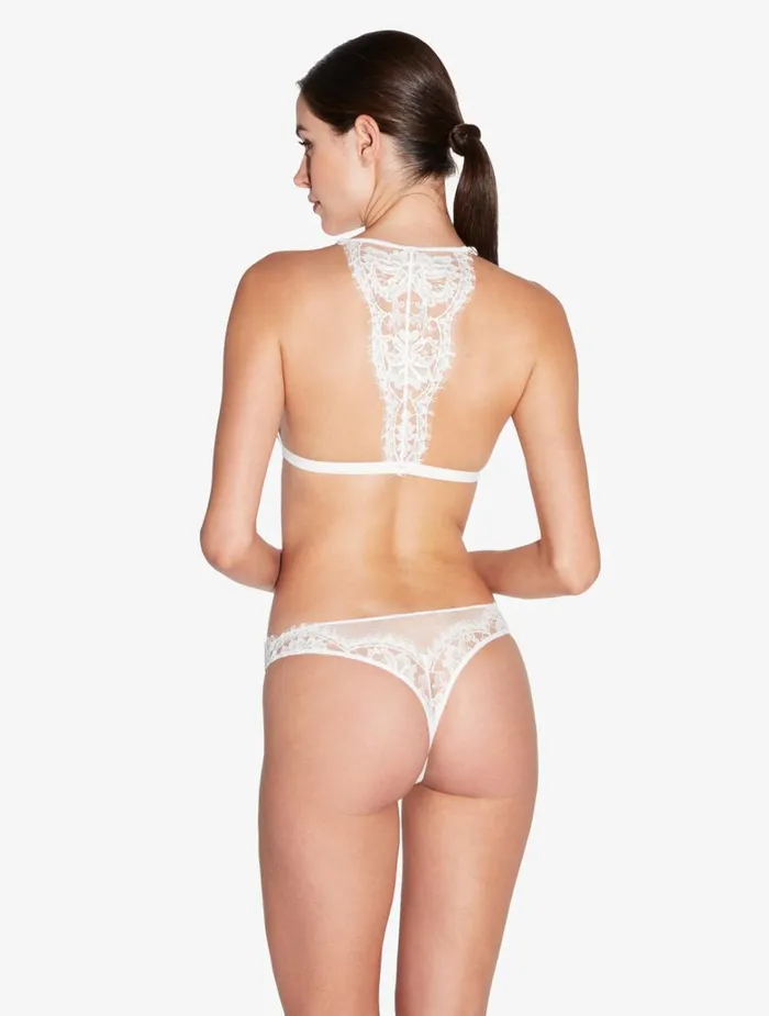 Women Bras La Perla Soft Triangle Bra In Off White With Cotton Leavers Lace