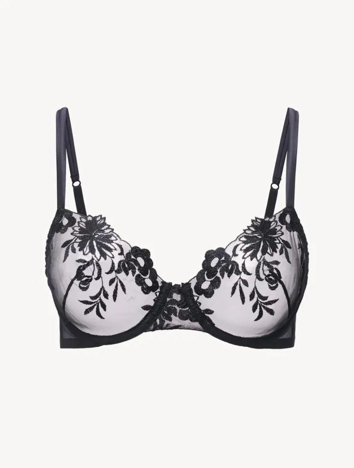 Women Bras La Perla Underwired Bra In Black Lycra With Embroidered Tulle