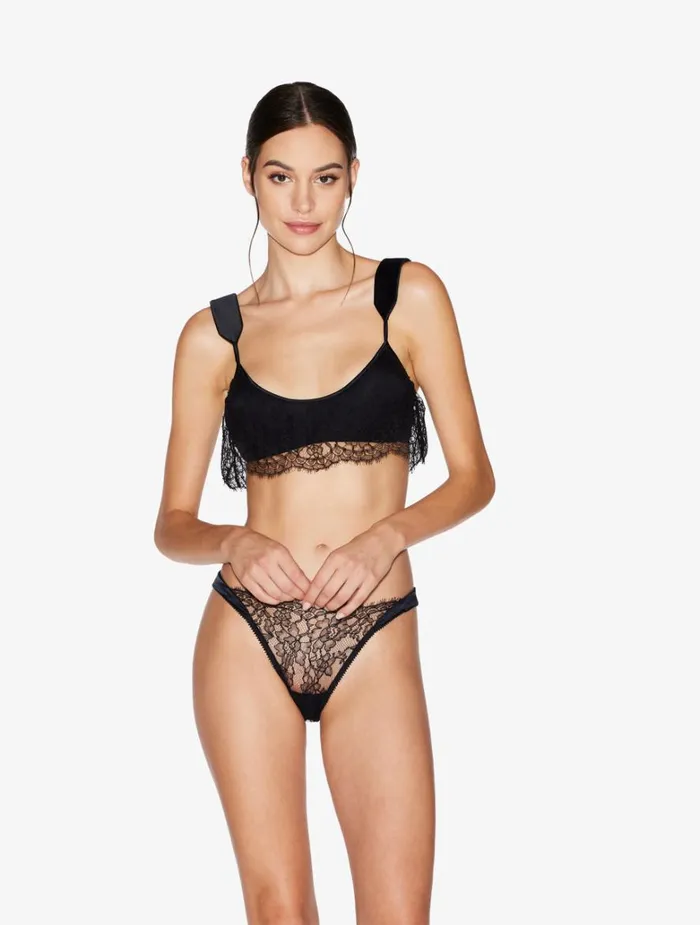 Women Bras La Perla Wireless Bra In Black With Lace Overlay