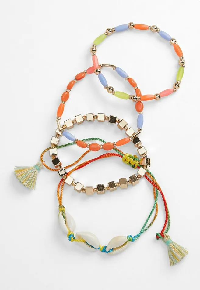 Women Bright Beaded Shell Layered Bracelet Set Maurices Jewelry