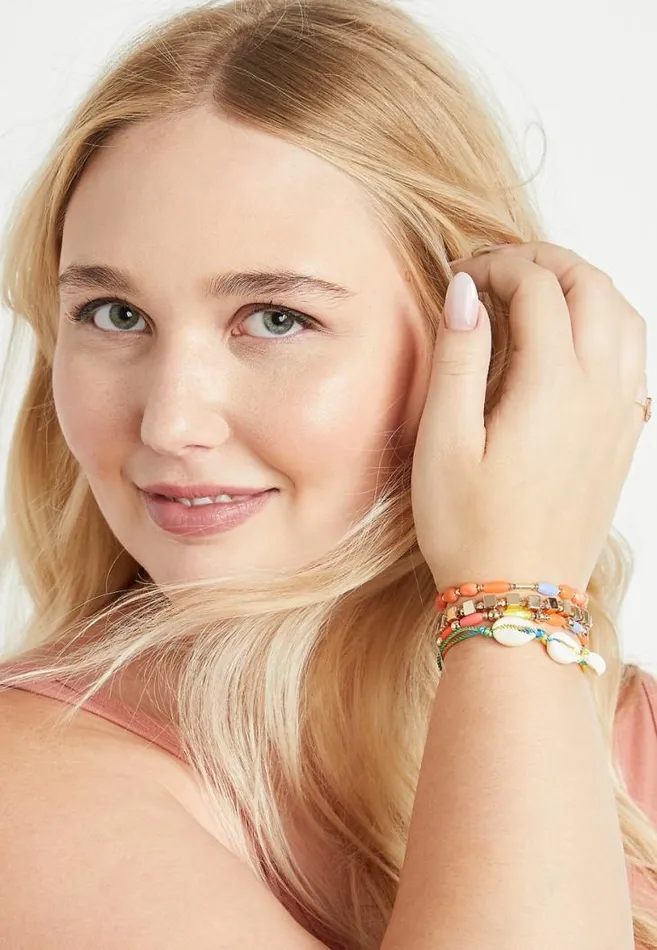 Women Bright Beaded Shell Layered Bracelet Set Maurices Jewelry