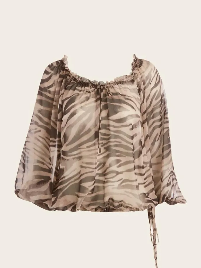 Women Britney Silk Blouse Smoke And Mirrors Print Marciano Tops And Sweaters Women Britney Silk Blouse Smoke And Mirrors Print Marciano Tops And Sweaters