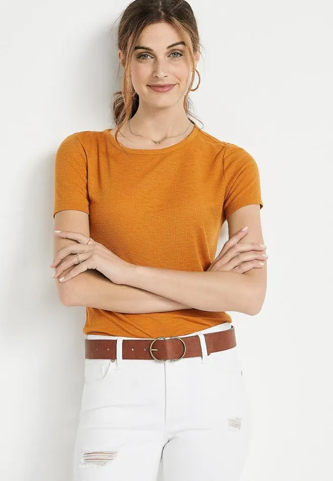 Women Brown Double Buckle Ring Belt Maurices Belts