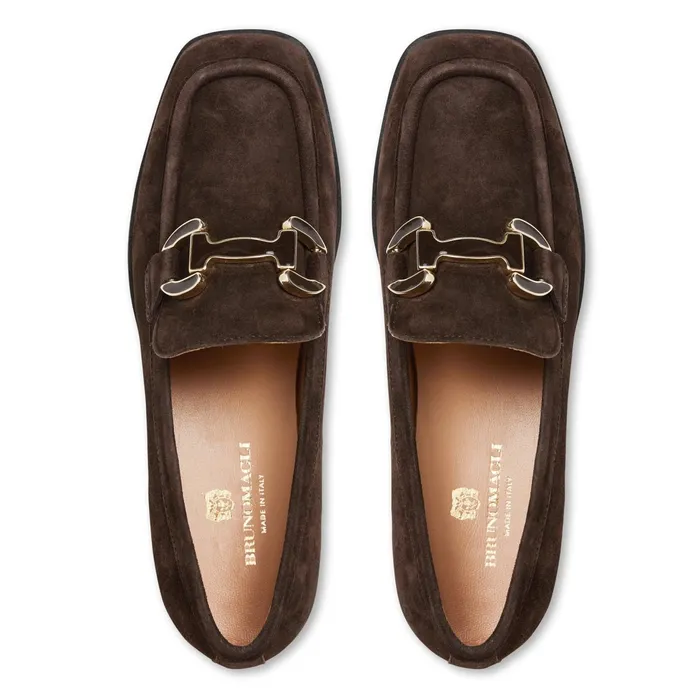 Women Bruno Magli Flats and Loafers Natalie Square Toe LoaferBrown Suede